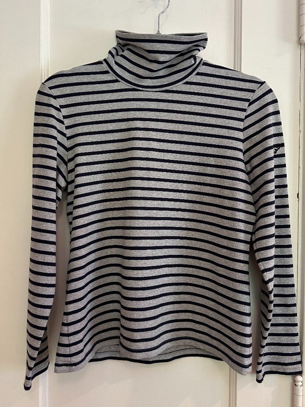 Saint James anti-UV Striped Turtleneck in black/grey sz 8 GREAT FOR OUTDOORS!